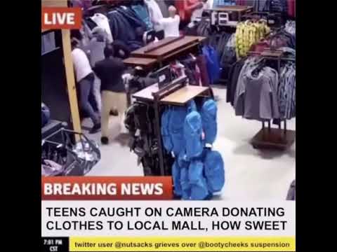 Teens caught on camera donating clothes to local mall