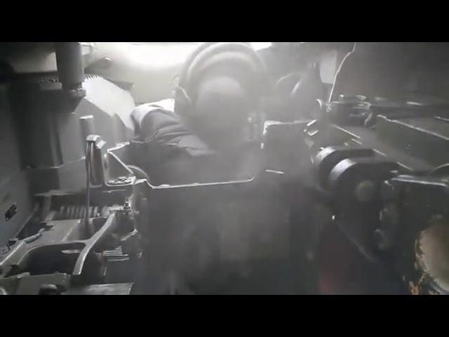 Russian kid shooting tank.